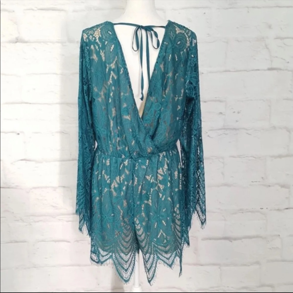 Teal Lace Romper - Picture 5 of 5